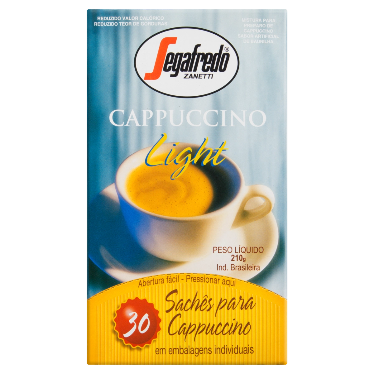 Cappuccino Solúvel Baunilha Light Segafredo Zanetti Caixa 210g 30 Unidades