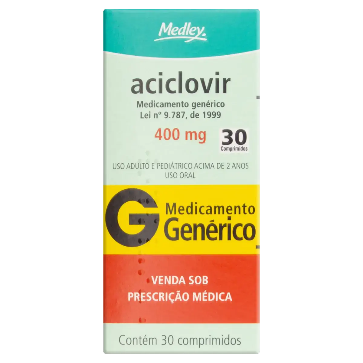 Aciclovir 400mg Medley Caixa 30 Comprimidos