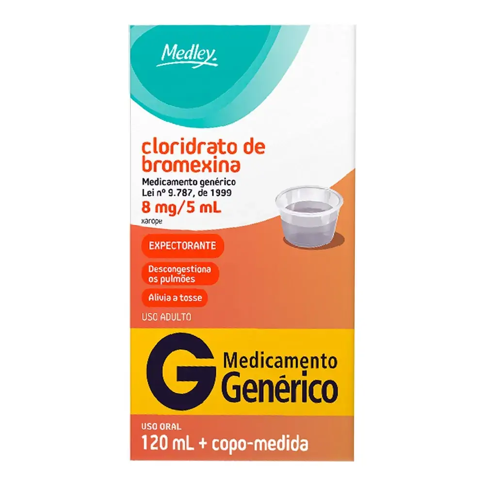 Xarope Cloridrato De Bromexina Expectorante 8mg/5ml Medley Caixa 120ml Copo Medida