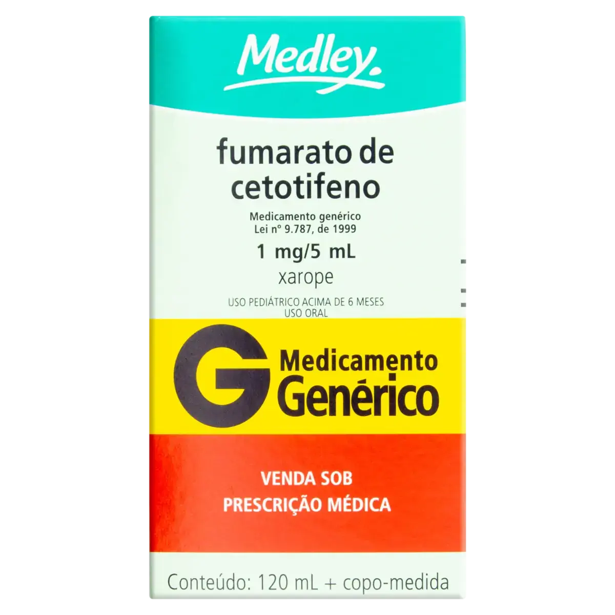 Xarope Fumarato De Cetotifeno 1mg/5ml Medley Caixa 120ml Copo Medida