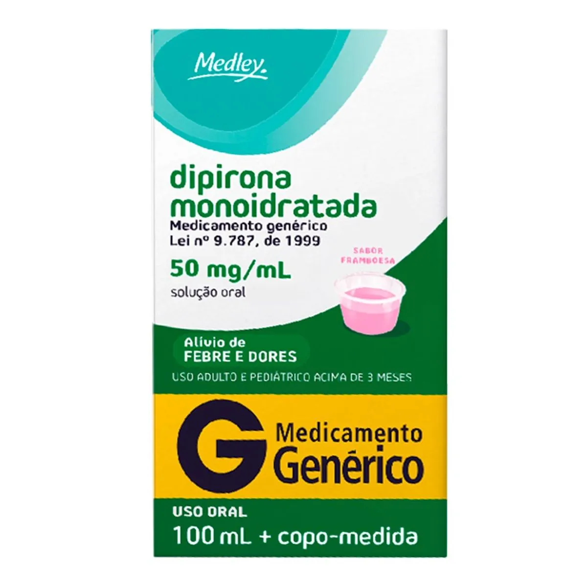 Dipirona Monoidratada 50mg/ml Framboesa Medley Caixa 100ml Copo Medida