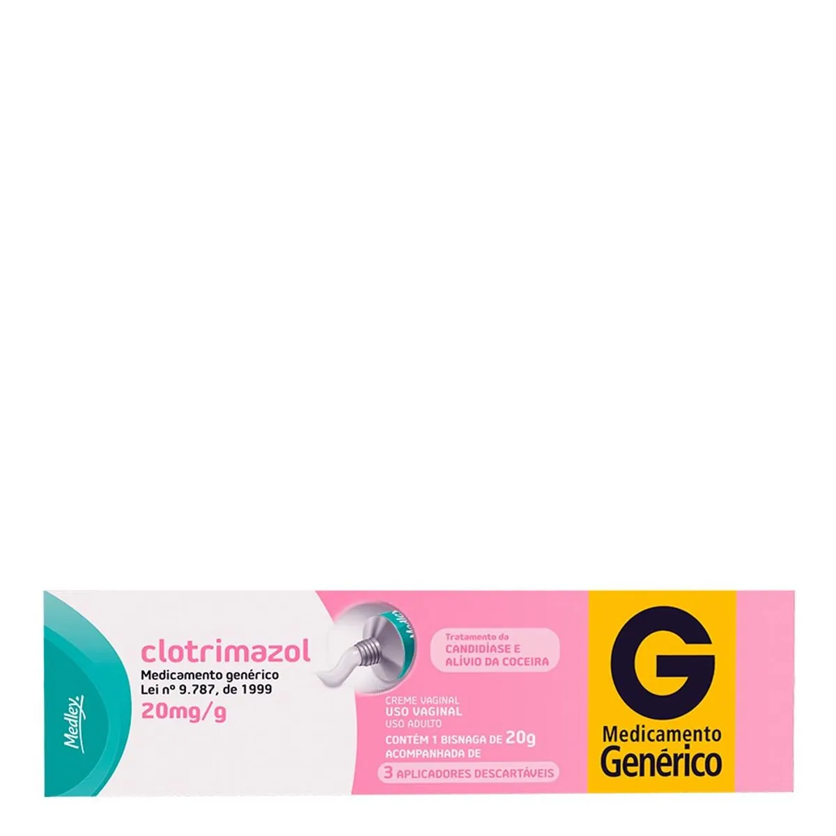 Clotrimazol 20mg/g Medley Caixa 20g 3 Aplicadores Descartáveis