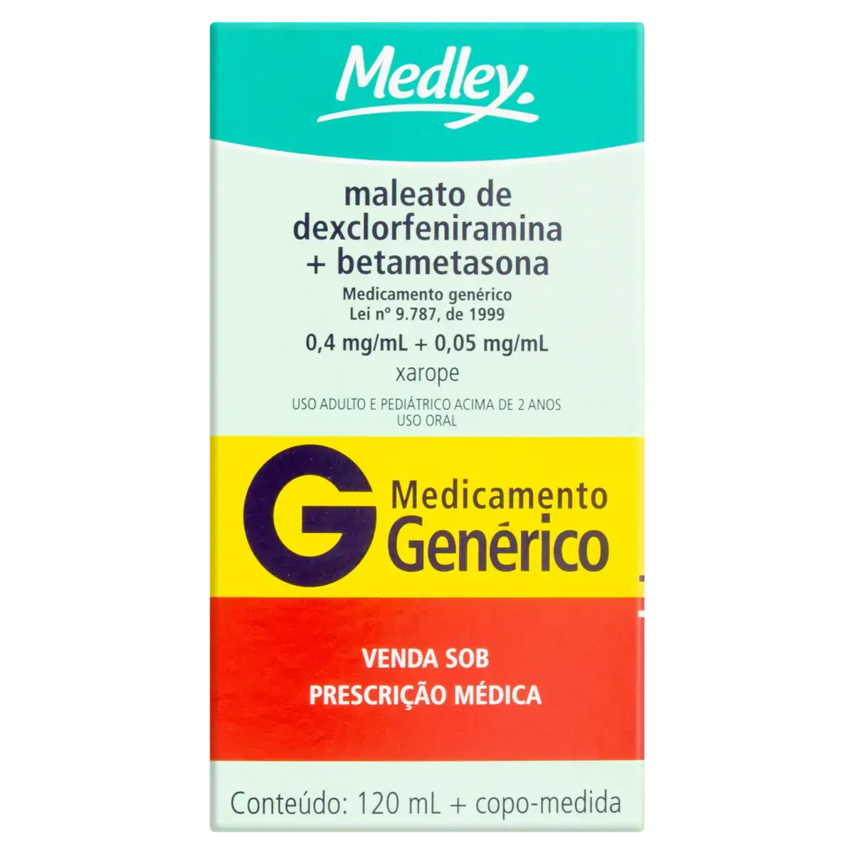 Xarope Maleato De Dexclorfeniramina Betametasona Medley Caixa 120ml Copo Medida