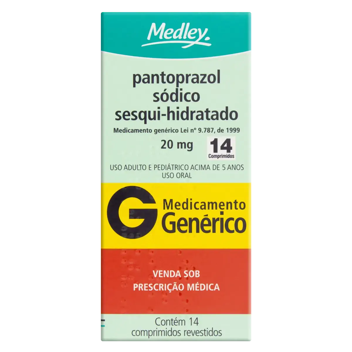 Pantoprazol Sódico Sesqui Hidratado 20mg Medley Caixa 14 Comprimidos Revestidos