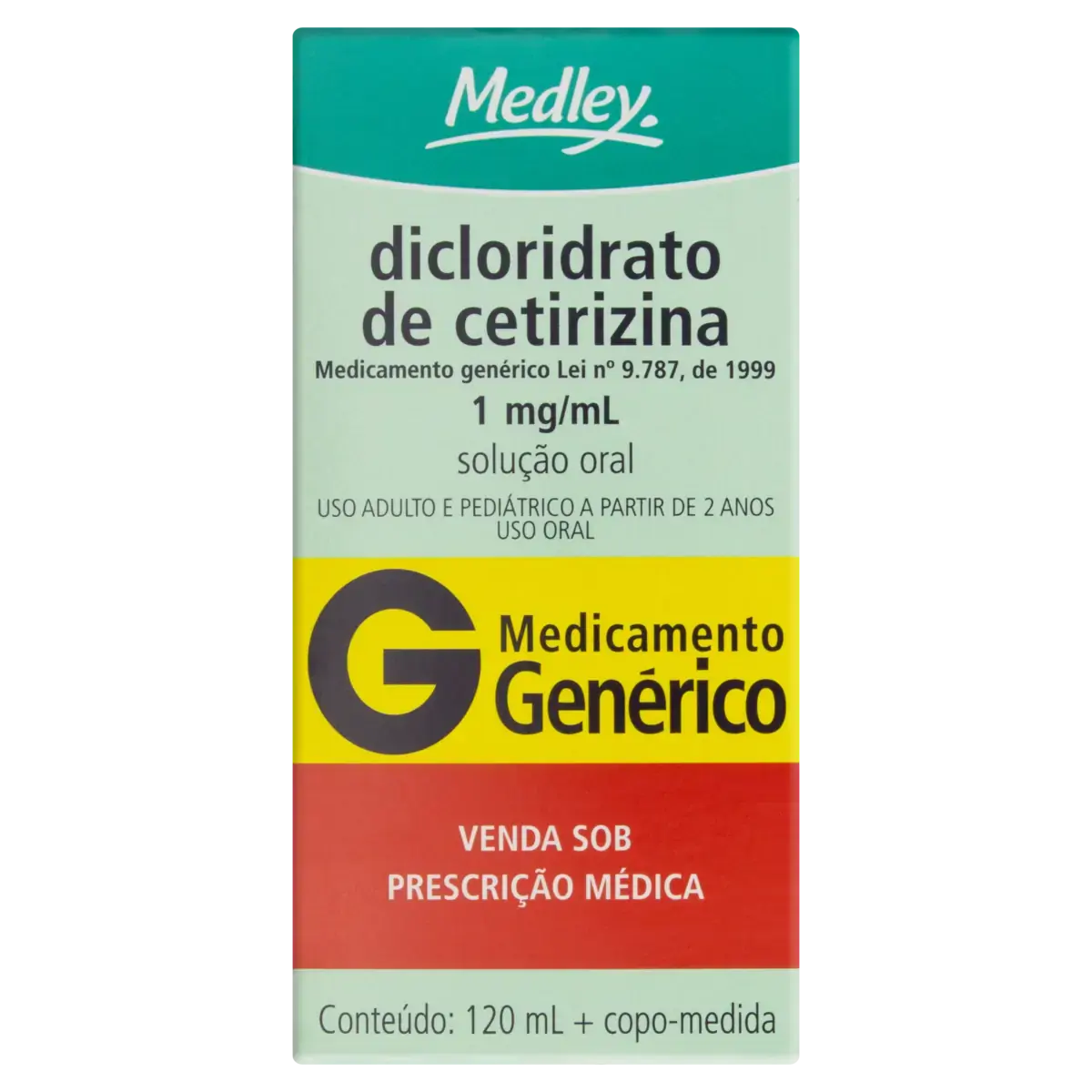Dicloridrato De Cetirizina 1mg/ml Medley Caixa 120ml Copo Medida