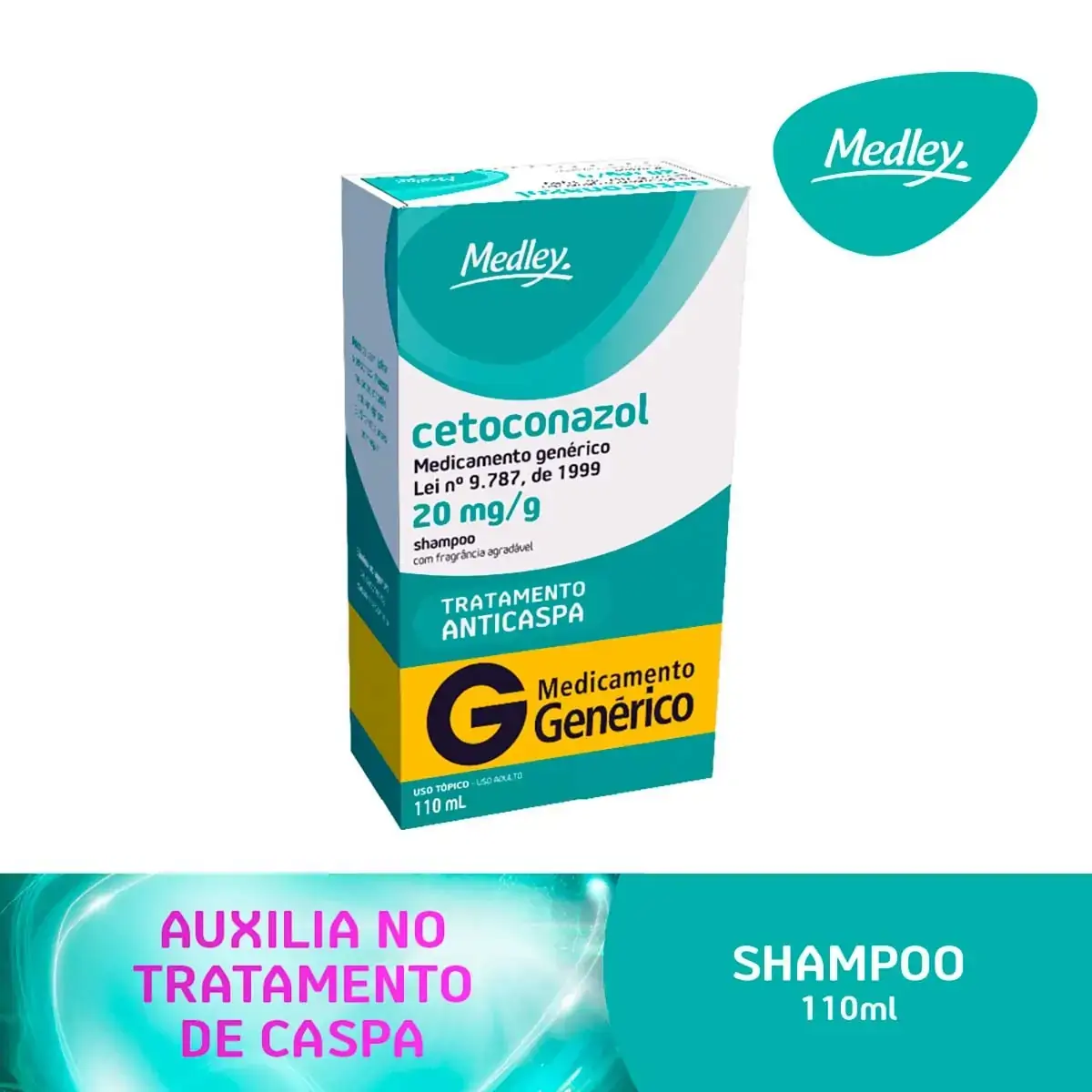 Shampoo Anticaspa Cetoconazol 20mg/g Medley Caixa 110ml