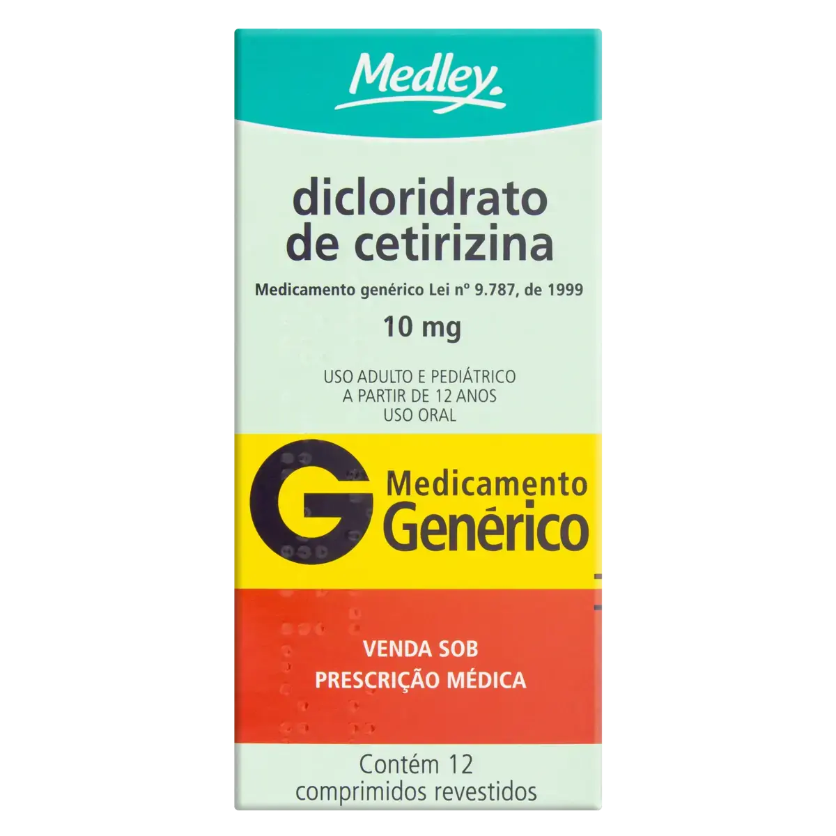 Dicloridrato De Cetirizina 10mg Medley Caixa 12 Comprimidos Revestidos