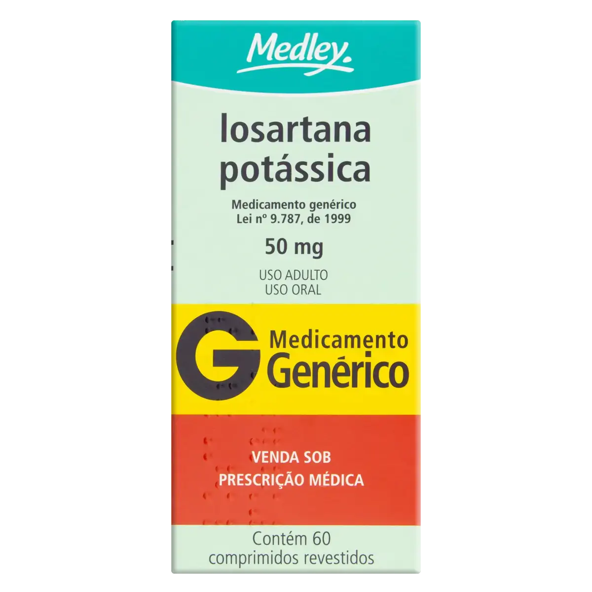 Losartana Potássica 50mg Medley Caixa 60 Comprimidos Revestidos