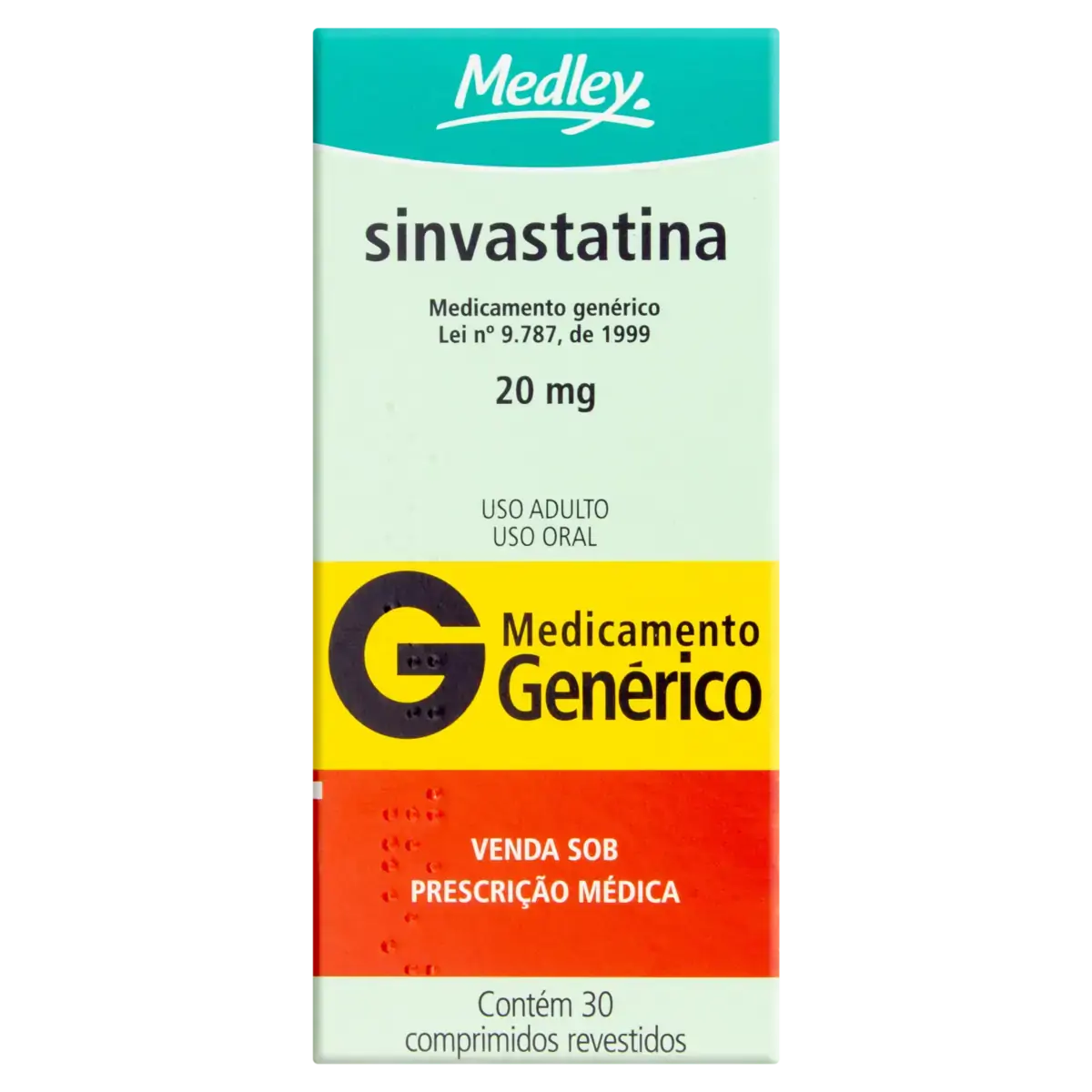 Sinvastatina 20mg Medley Caixa 30 Comprimidos Revestidos
