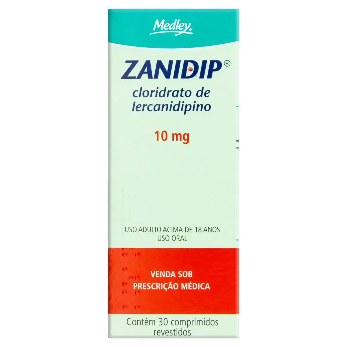 Zanidip 10mg Medley Caixa 30 Comprimidos Revestidos