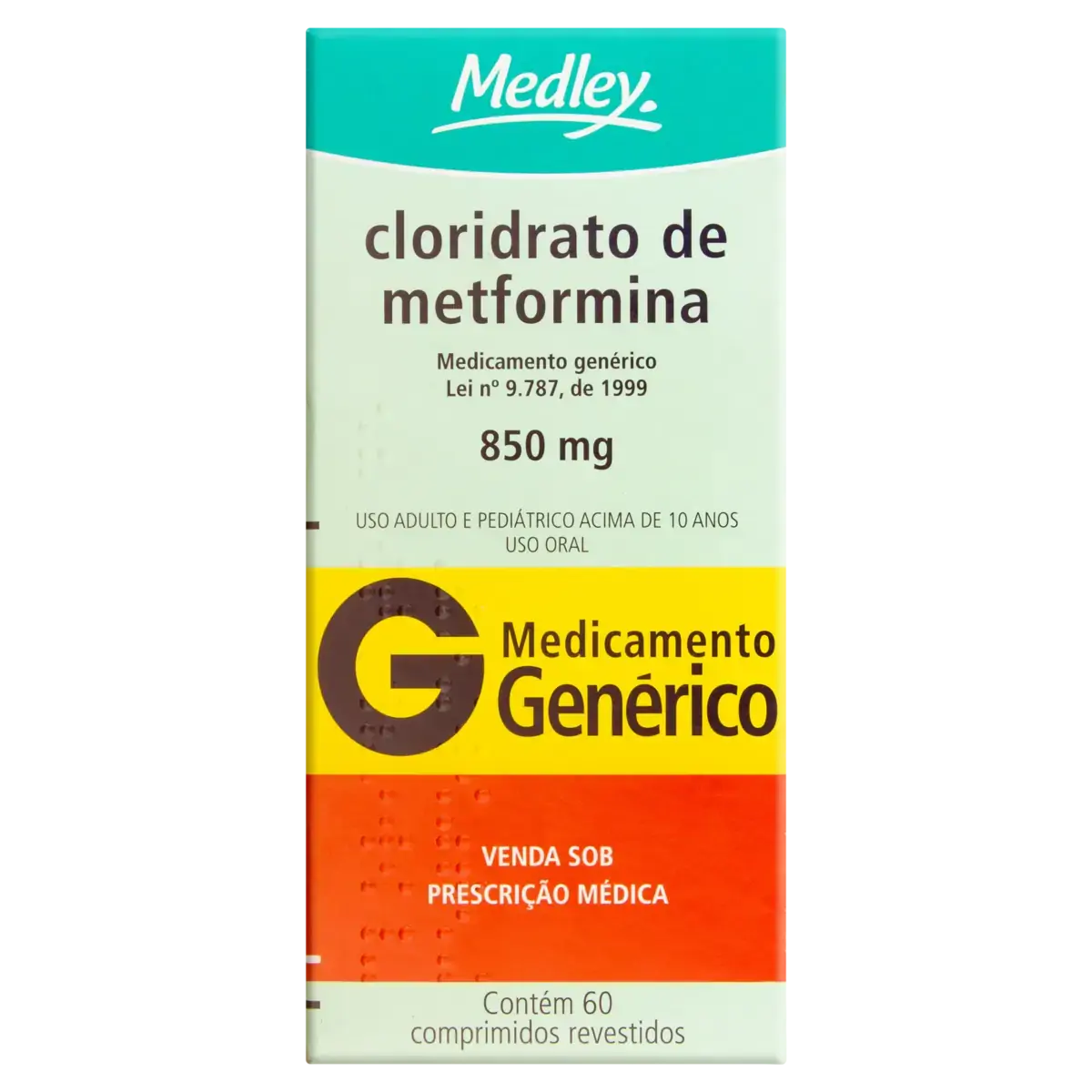 Cloridrato De Metformina 850mg Medley Caixa 60 Comprimidos Revestidos