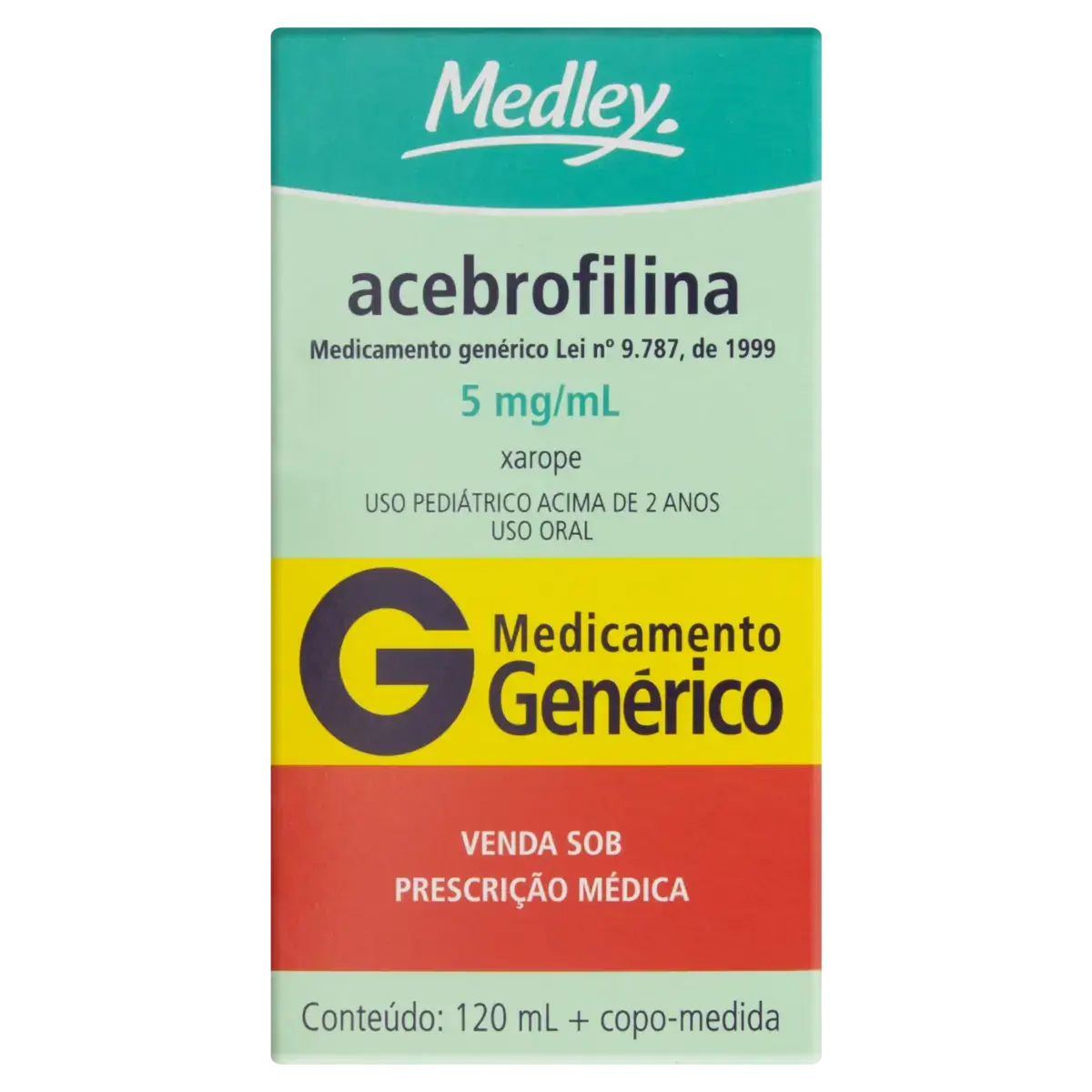Xarope Acebrofilina 5mg/ml Medley Caixa 120ml Copo Medida