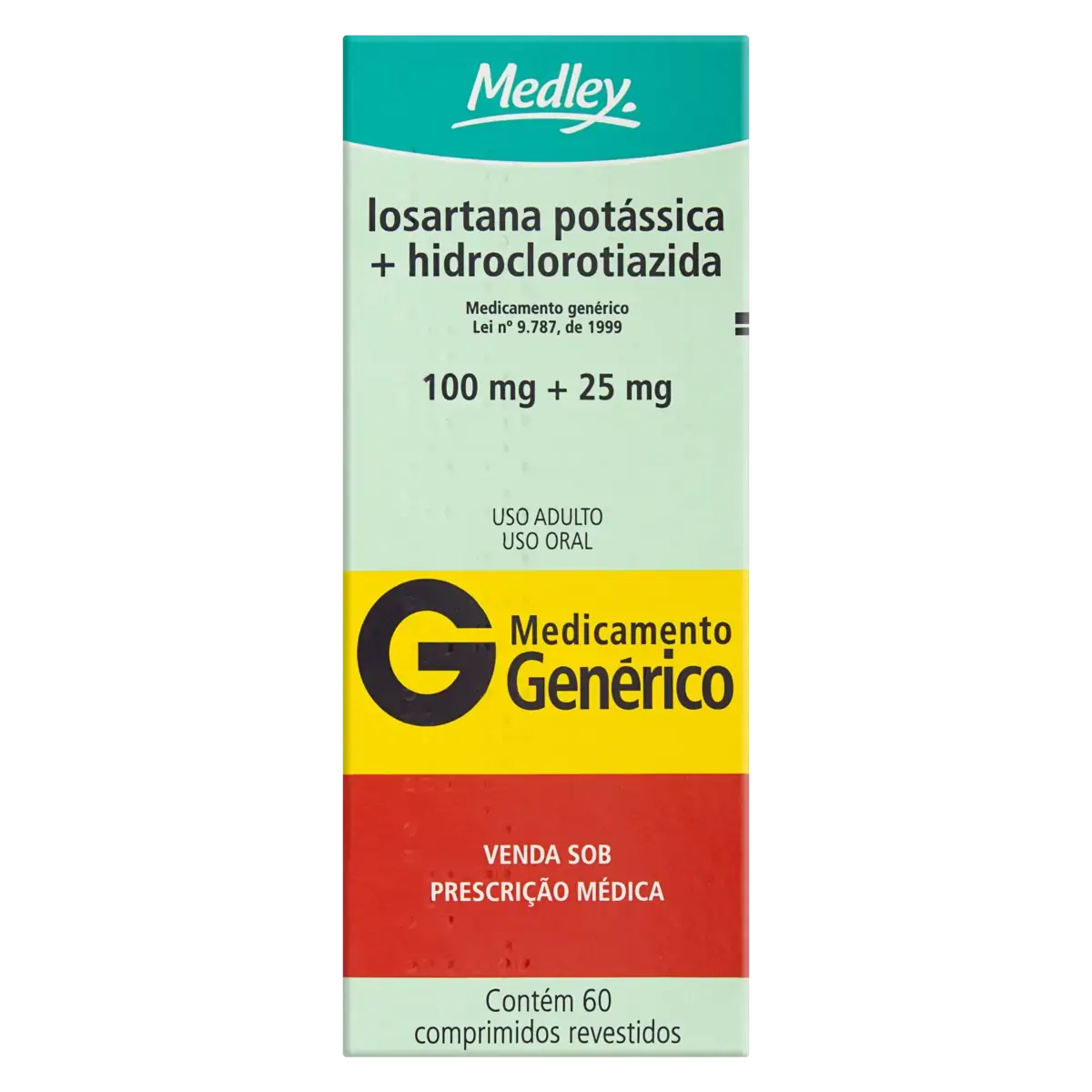 Losartana Potássica 100mg Hidroclorotiazida 25mg Medley Caixa 60 Comprimidos Revestidos