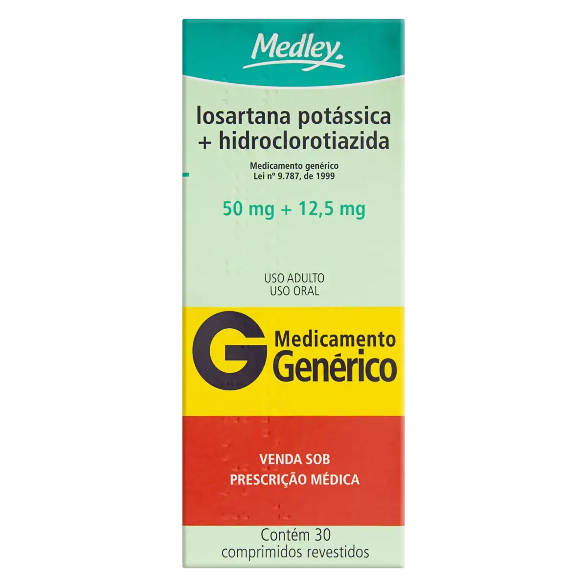 Losartana Potássica 50mg Hidroclorotiazida 12,5mg Medley Caixa 30 Comprimidos Revestidos