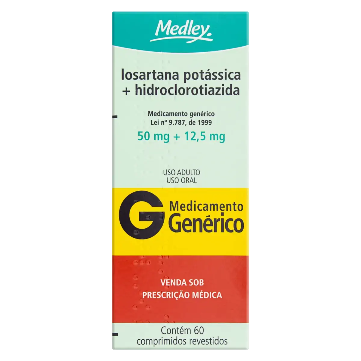 Losartana Potássica 50mg Hidroclorotiazida 12,5mg Medley Caixa 60 Comprimidos Revestidos