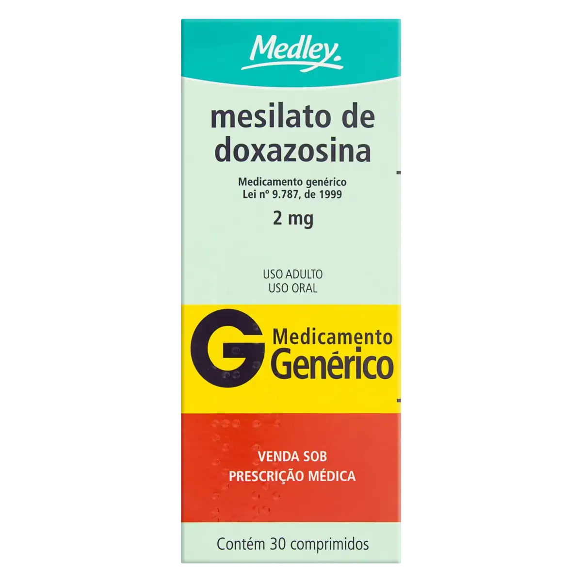 Mesilato De Doxazosina 2mg Medley Caixa 30 Comprimidos