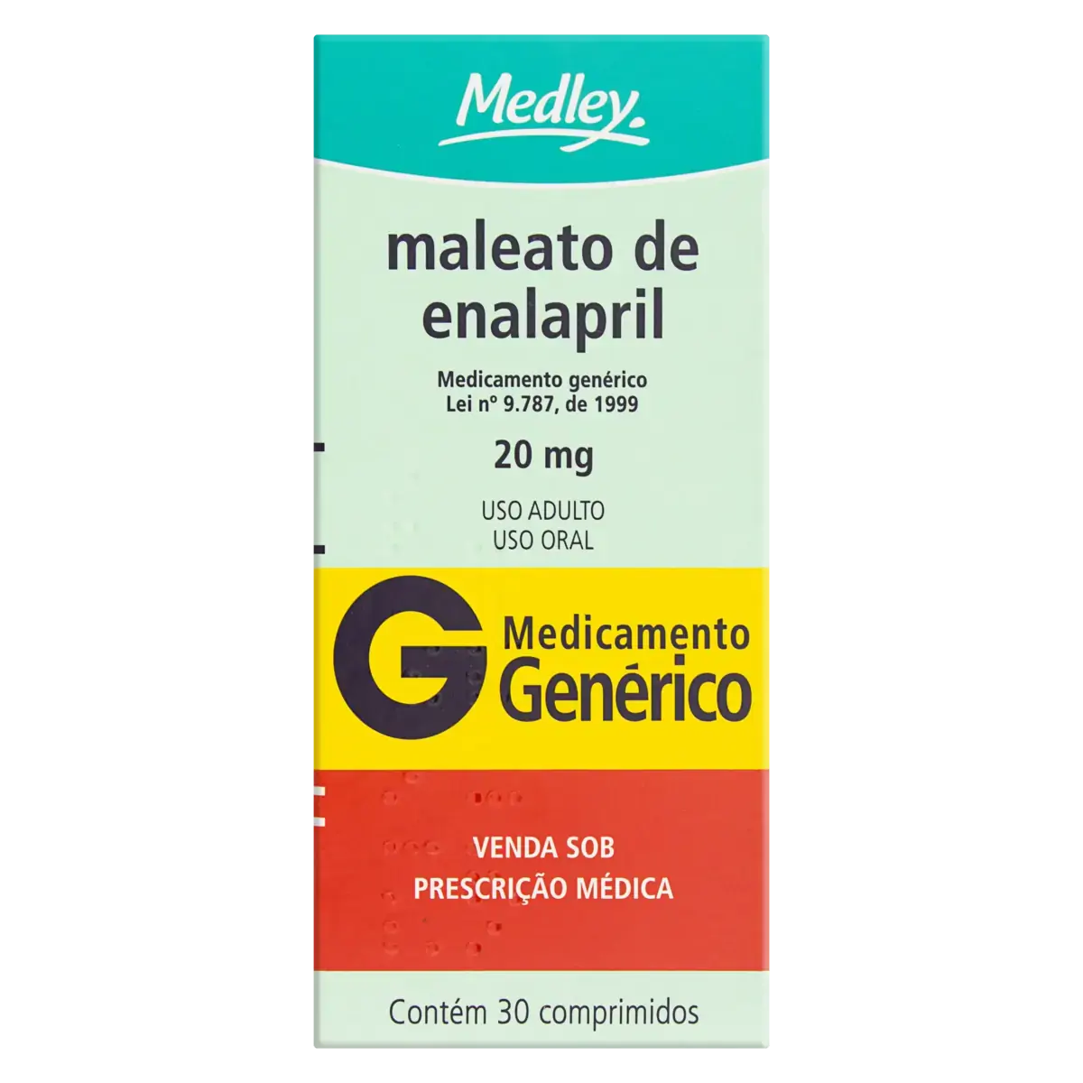 Maleato De Enalapril 20mg Medley Caixa 30 Comprimidos