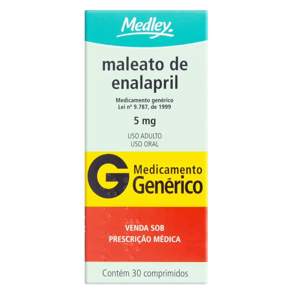 Maleato De Enalapril 5mg Medley Caixa 30 Comprimidos