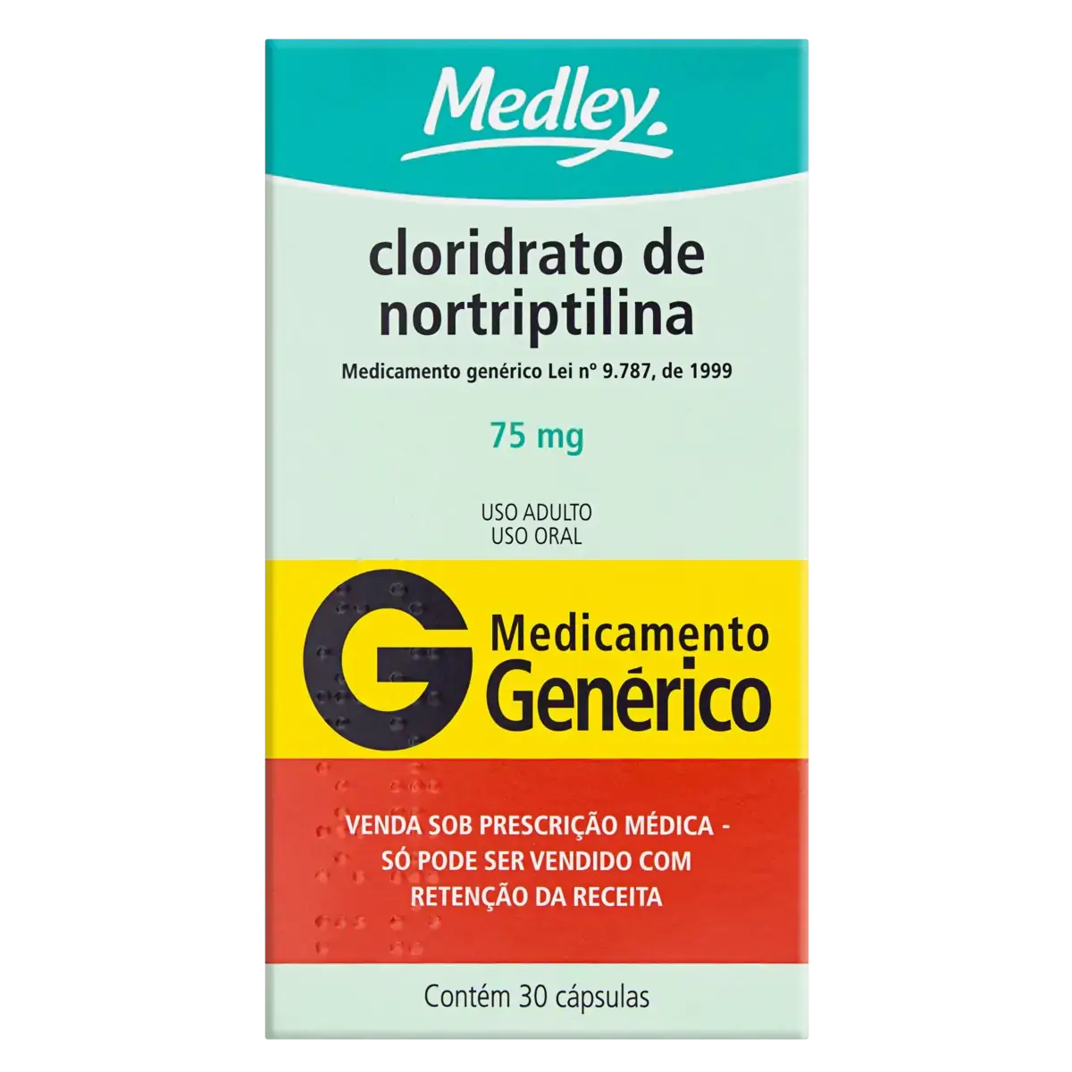Cloridrato De Nortriptilina 75mg Medley Caixa 30 Cápsulas