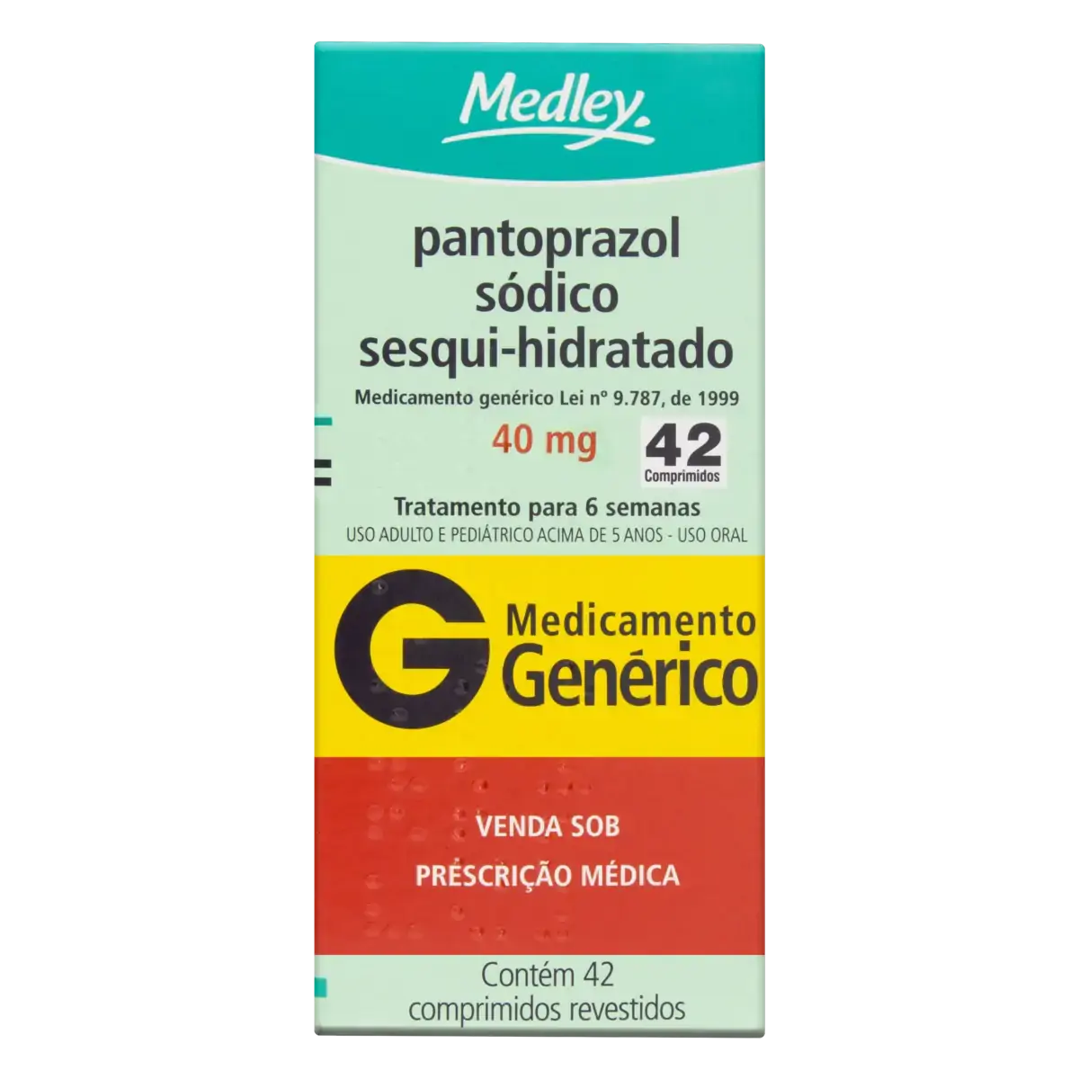 Pantoprazol Sódico Sesqui Hidratado 40mg Medley Caixa 42 Comprimidos Revestidos
