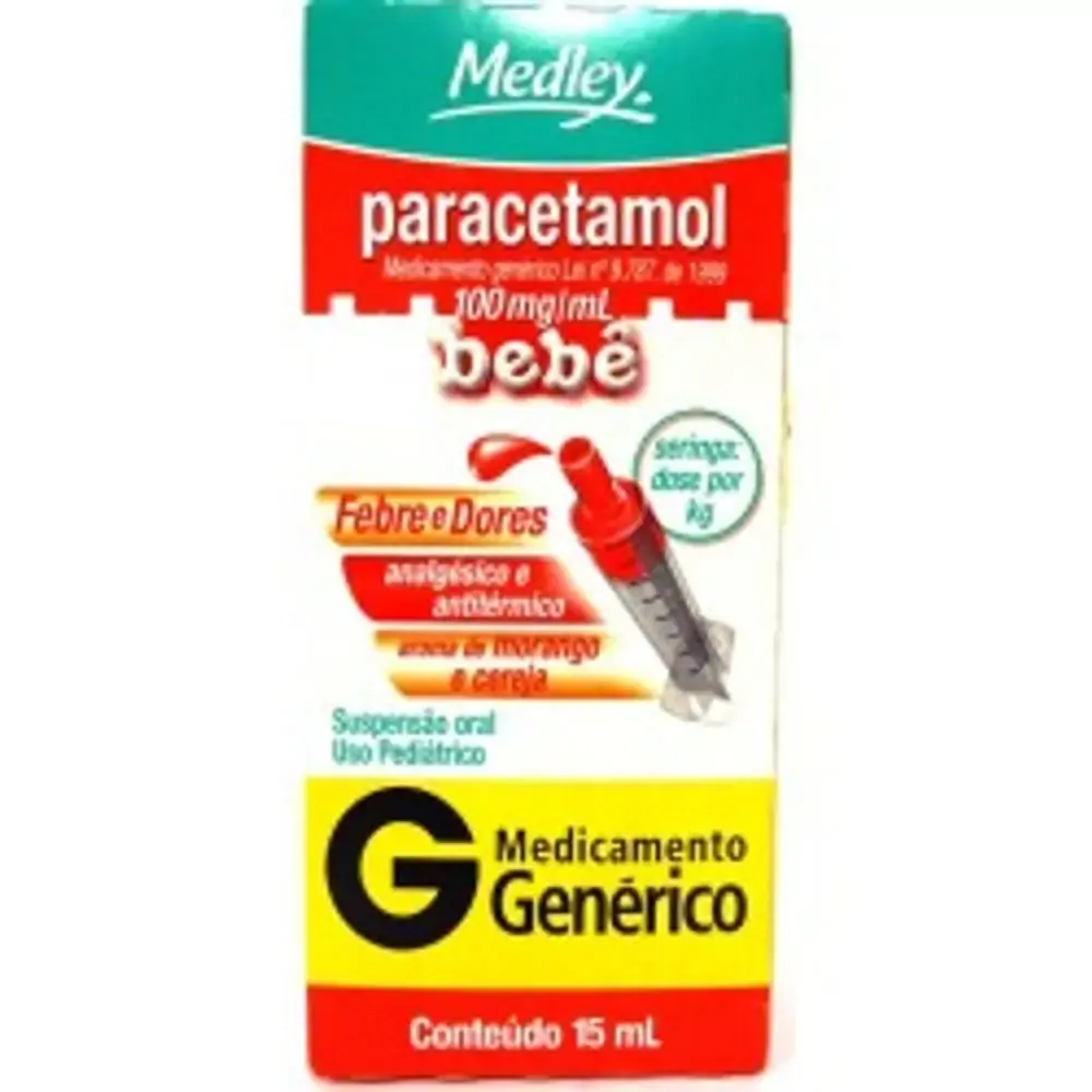 Paracetamol Bebe 100 Mg/ml Suspensão Oral Medley Genérico