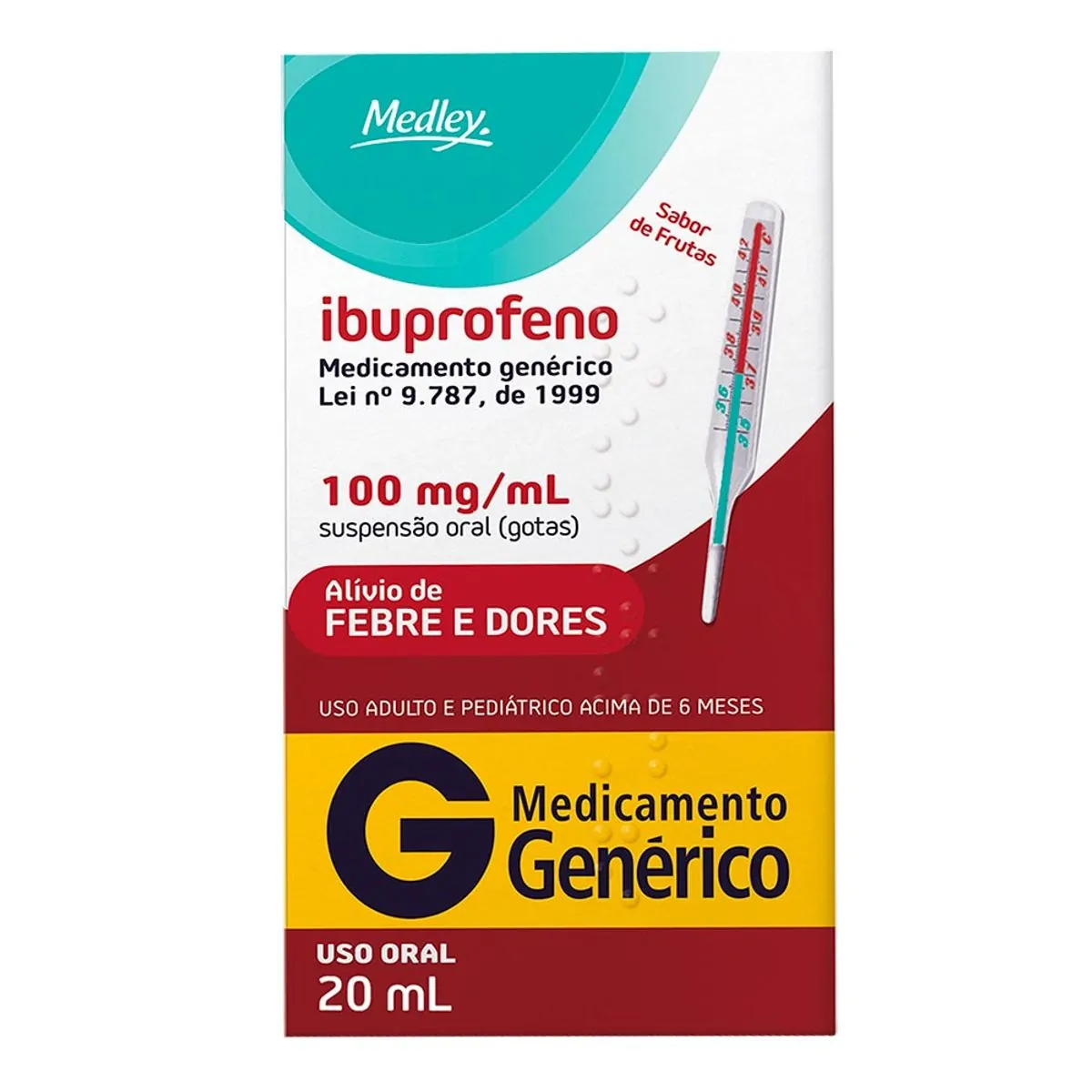 Ibuprofeno Frutas Sem Açúcar 100mg Medley Caixa 20ml