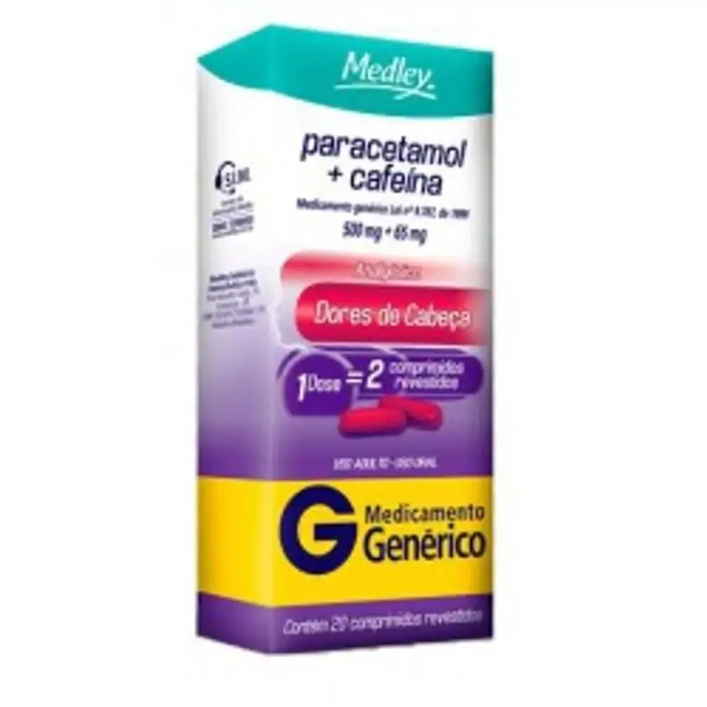 Paracetamol Cafeína Medley Caixa 20 Comprimidos Revestidos