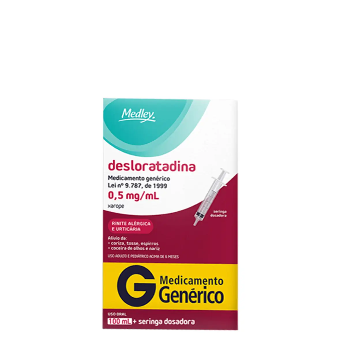 Xarope Desloratadina 0,5mg/ml Medley Caixa 100ml Seringa Dosadora