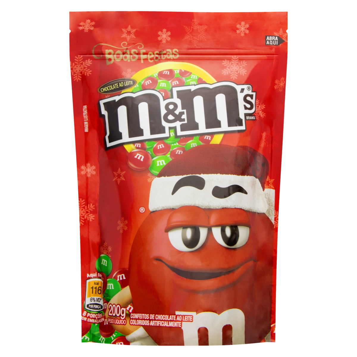 Confeito De Chocolate Ao Leite Natal M Ms Sachê 200g