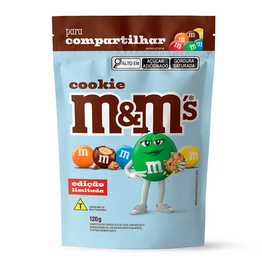 Confeito De Chocolate Ao Leite Com Cookie M Ms Para Compartilhar Pouch 120g