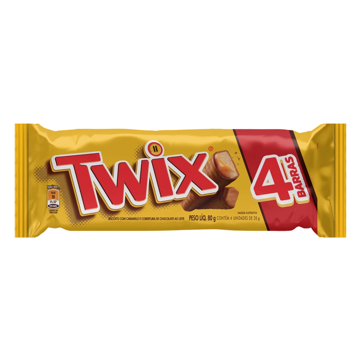 Chocolate com Recheio de Caramelo TWIX 80g com 4 Unidades