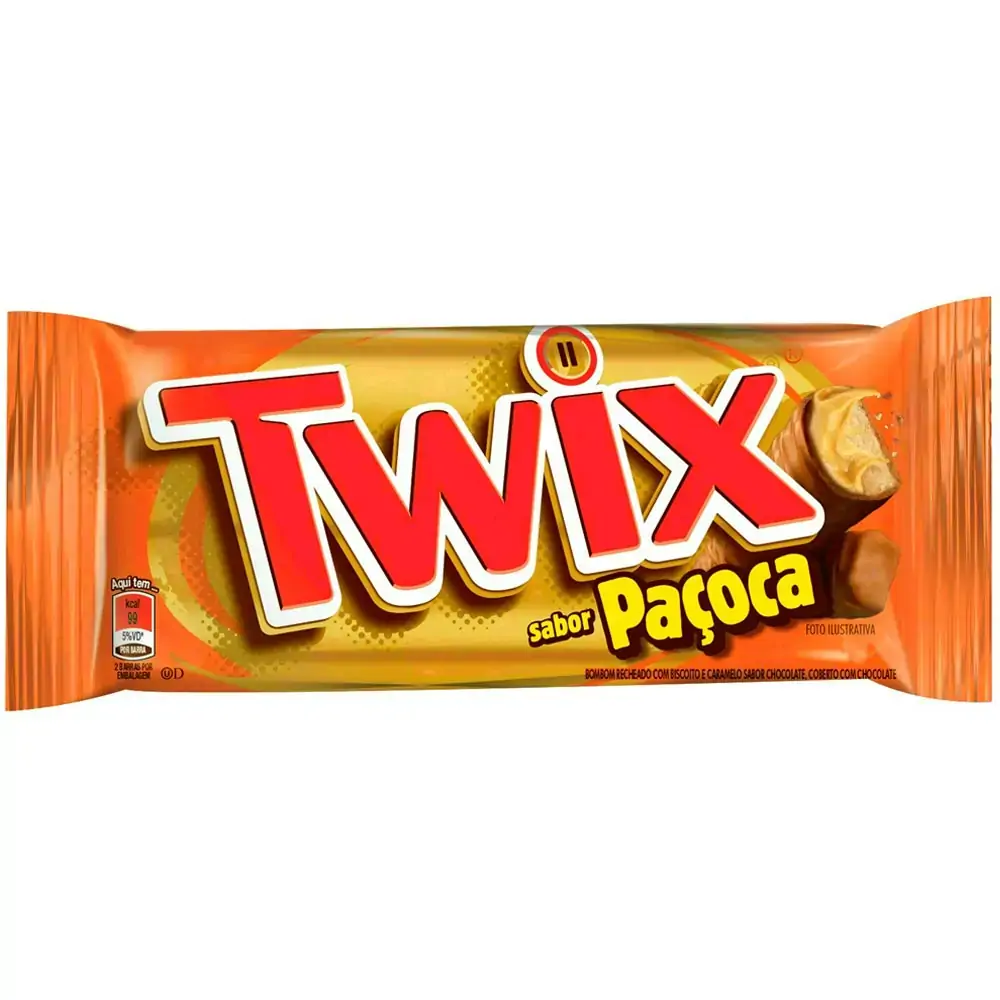 Bombom Paçoca Twix Pacote 39,7g 2 Unidades