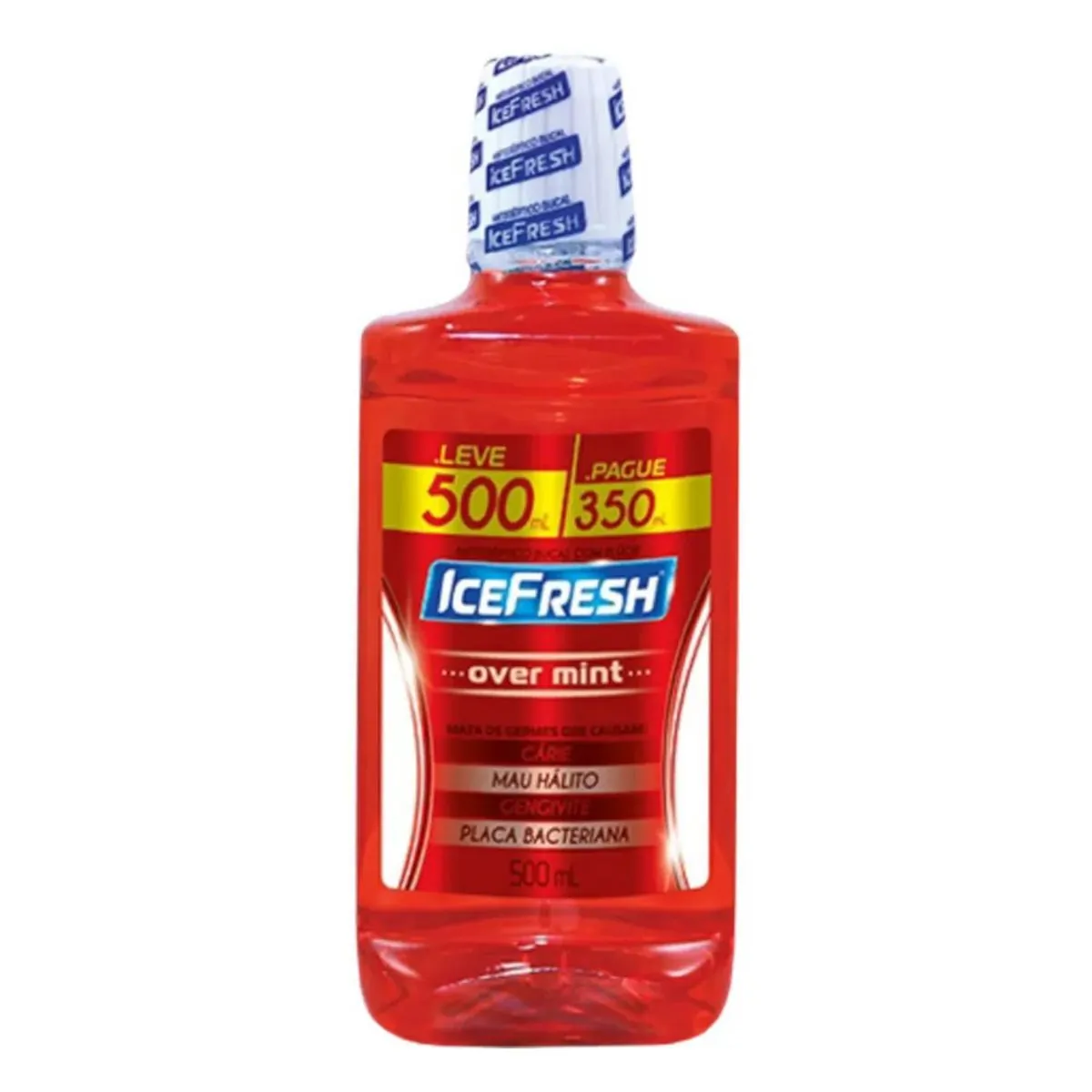 Enxaguante Bucal Antisséptico Over Mint Ice Fresh Frasco Leve 500ml Pague 350ml