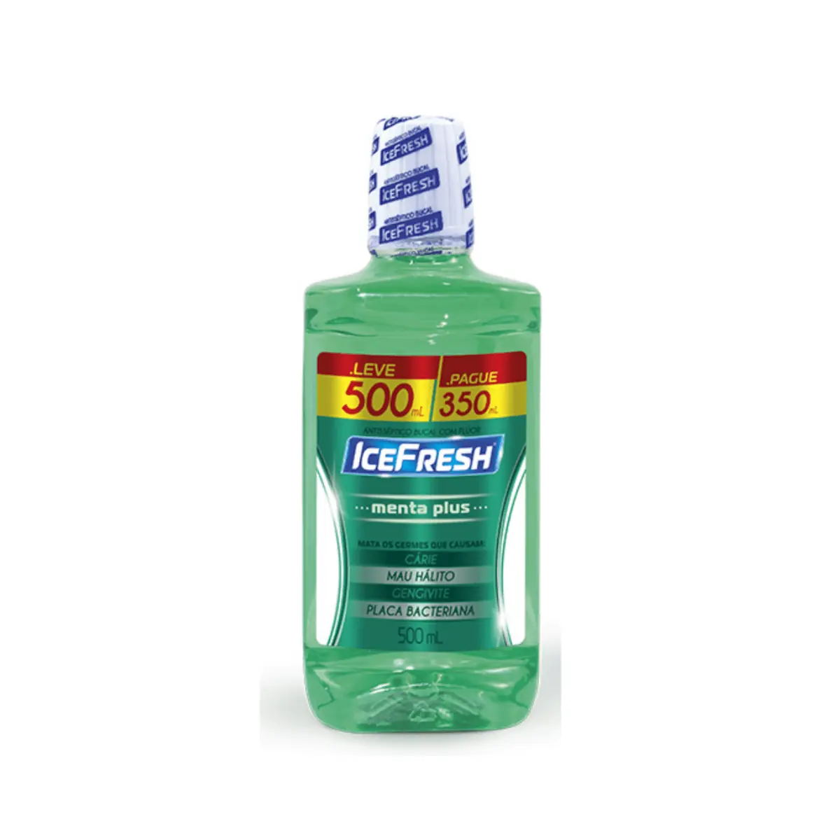 Enxaguante Bucal Antisséptico Menta Plus Ice Fresh Frasco Leve 500ml Pague 350ml
