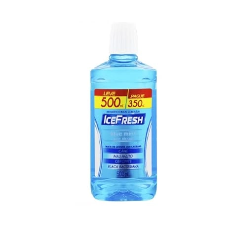 Enxaguante Bucal Antisséptico Zero Álcool Blue Mint Ice Fresh Frasco Leve 500ml Pague 350ml