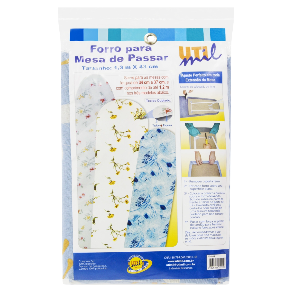 Forro Para Mesa De Passar Floral Utimil 1,3m X 43cm