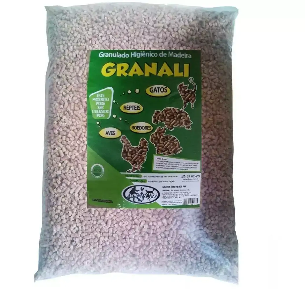 Granali Granulado Sanitário de Madeira para Gatos, Roedores, Répteis e Aves (10kg)