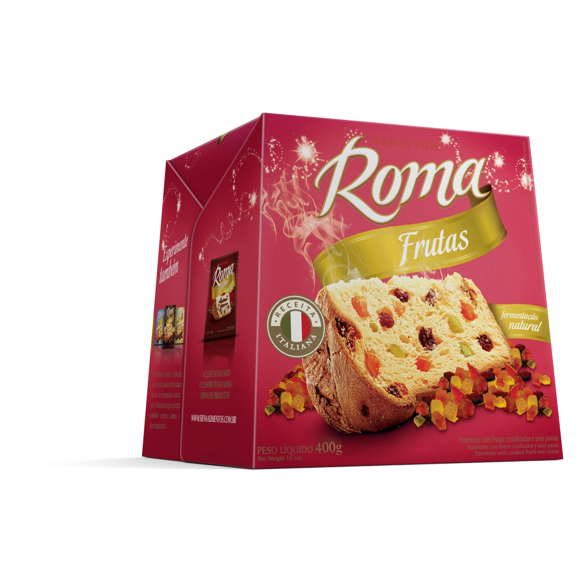 Panettone Com Frutas Cristalizadas E Uvas Passas Roma Caixa 400g