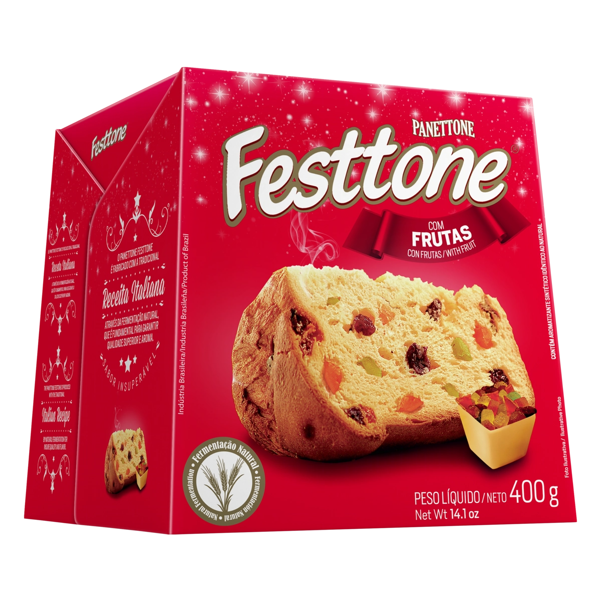 Panettone Com Frutas Festtone Caixa 400g
