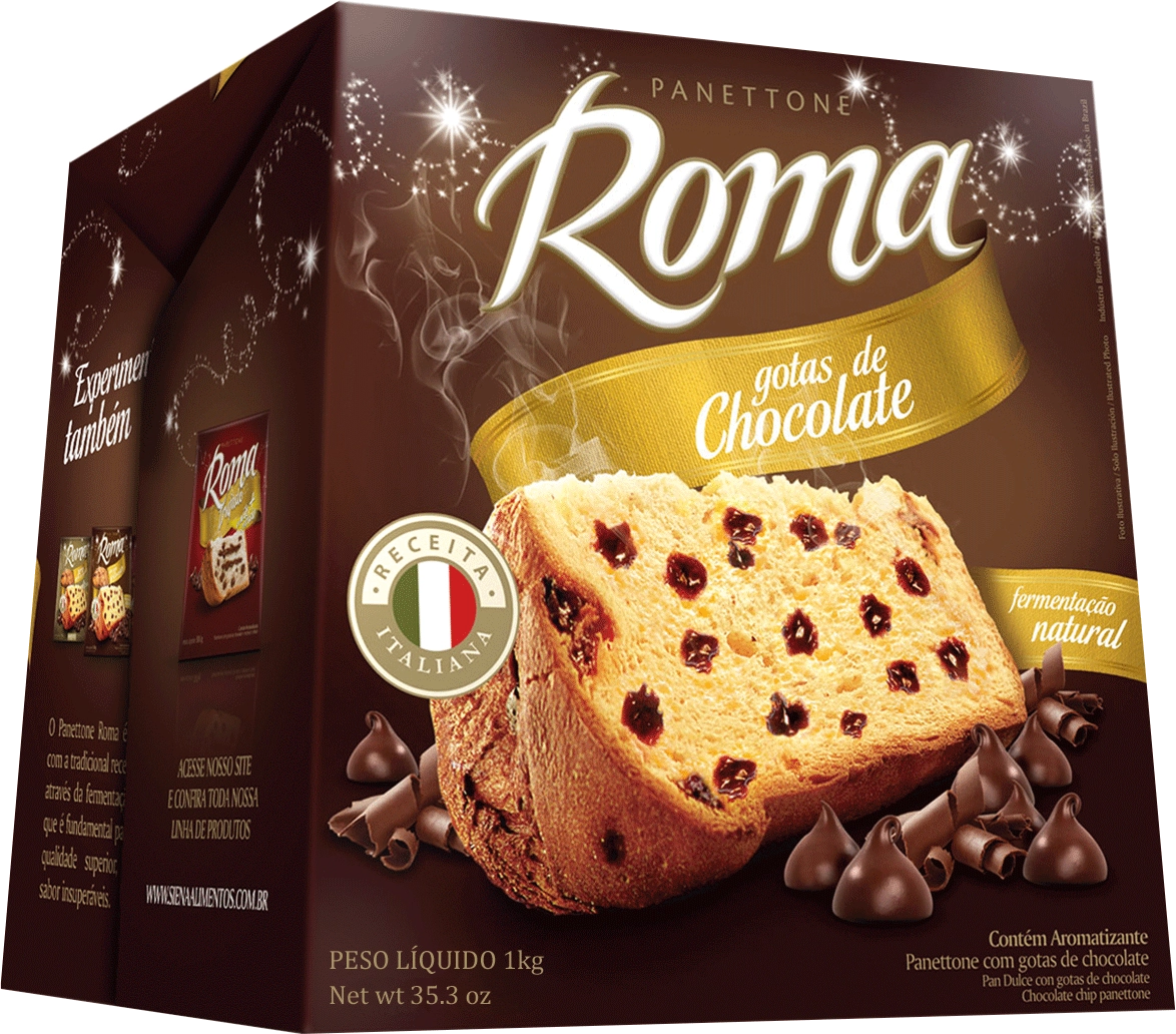 Panettone Com Gotas De Chocolate Roma Caixa 1kg