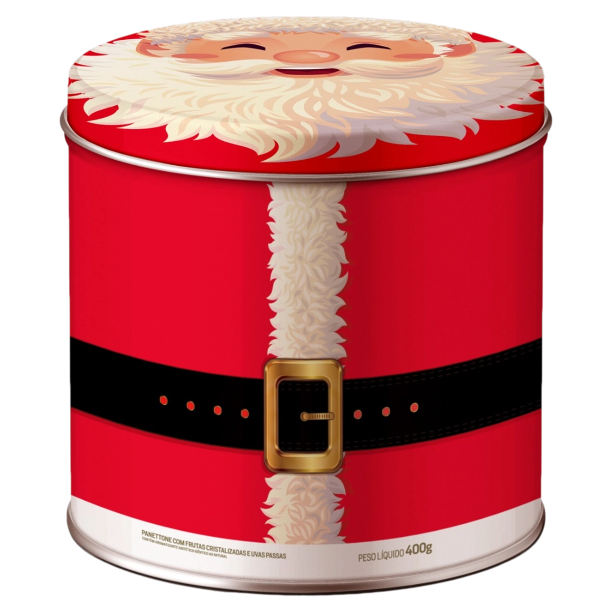 Panettone Com Frutas Cristalizadas E Uvas Passas Papai Noel Festtone Lata 400g