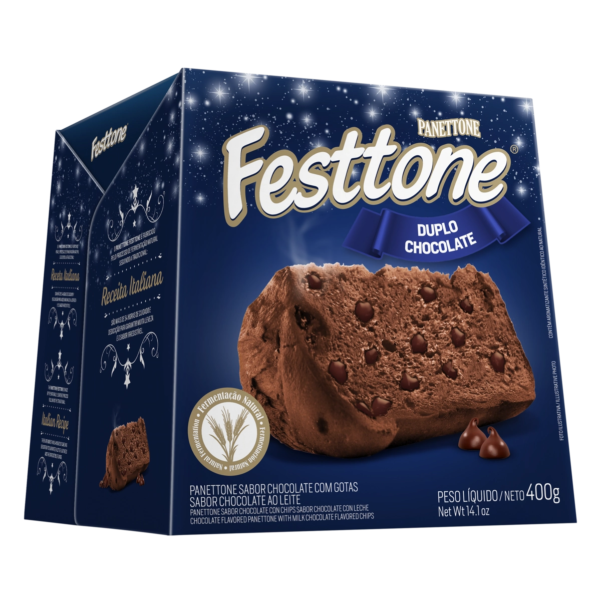 Panettone Duplo Chocolate Festtone Caixa 400g