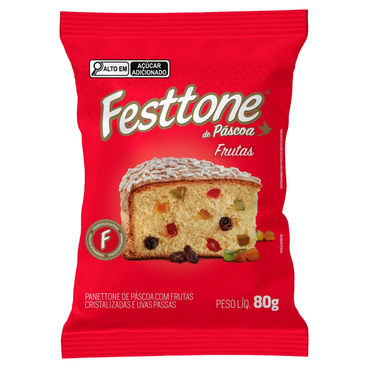Panettone Com Frutas Cristalizadas E Uvas Passas Festtone De Páscoa Pacote 80g