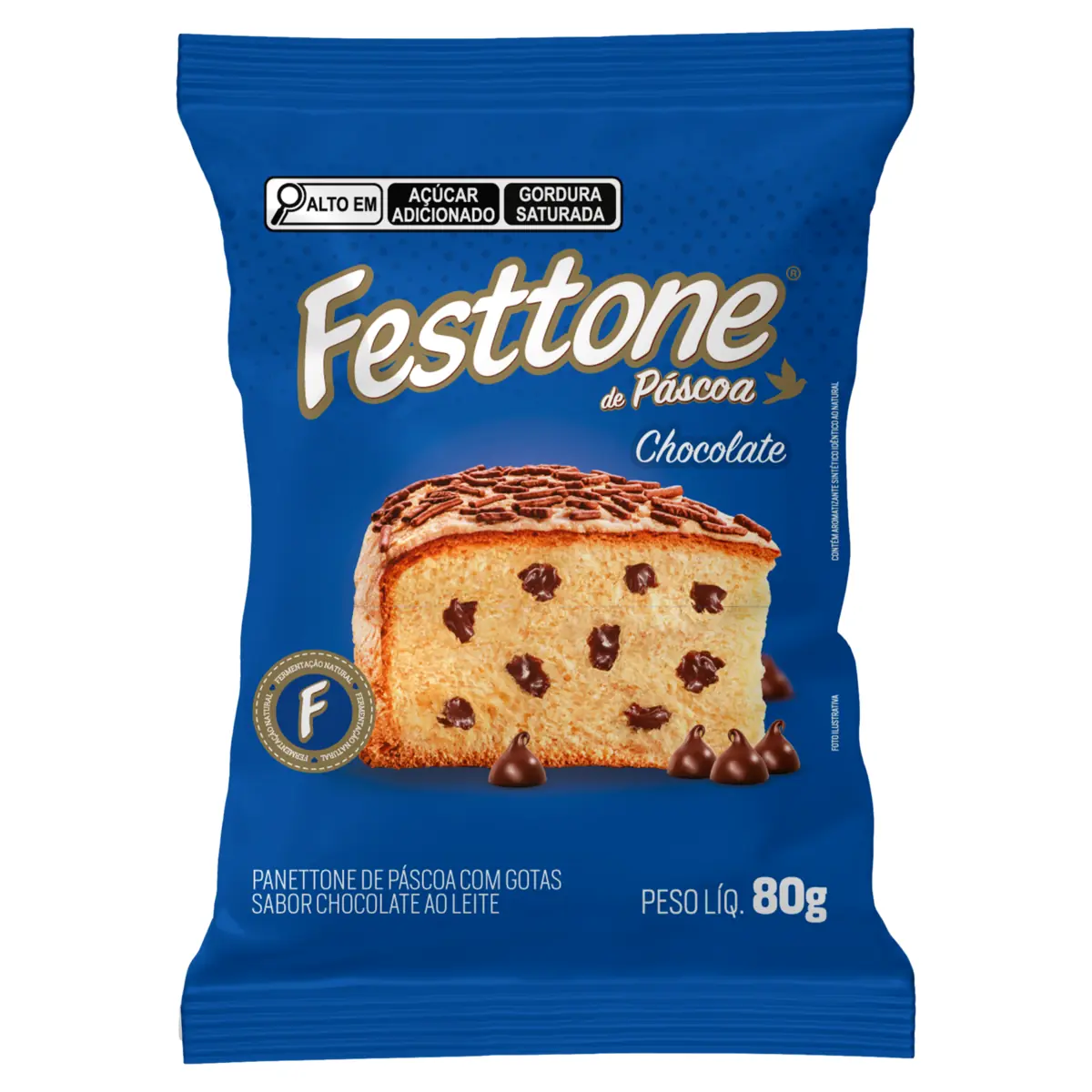 Panettone Com Gotas De Chocolate Ao Leite Festtone De Páscoa Pacote 80g