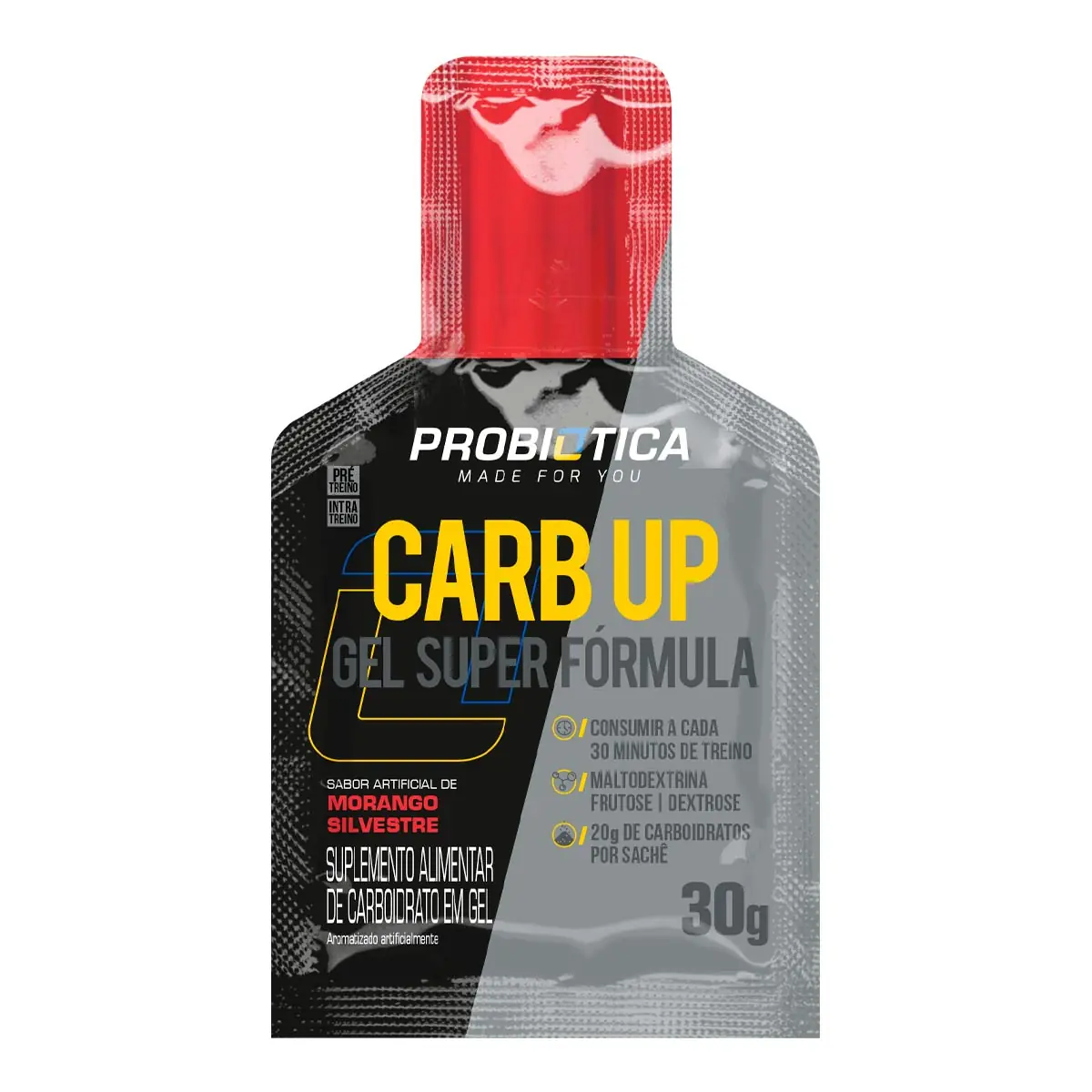 Carb Up Gel Probiótica Black Morango Silvestre Sachê 30g