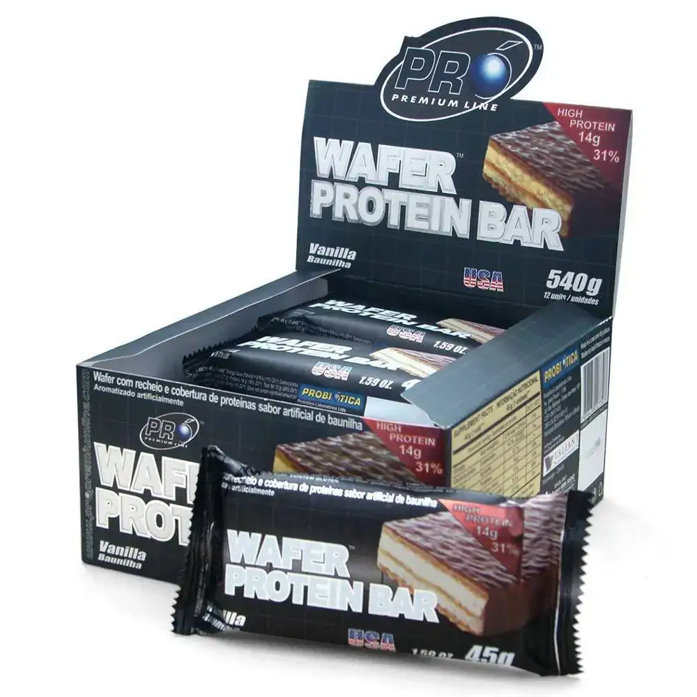 Wafer Protein Bar 2 Display C/ 12 Un 45g Amendoim Probiotica