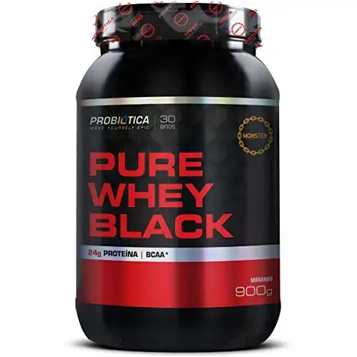 Pure Whey Black Morango 900g .