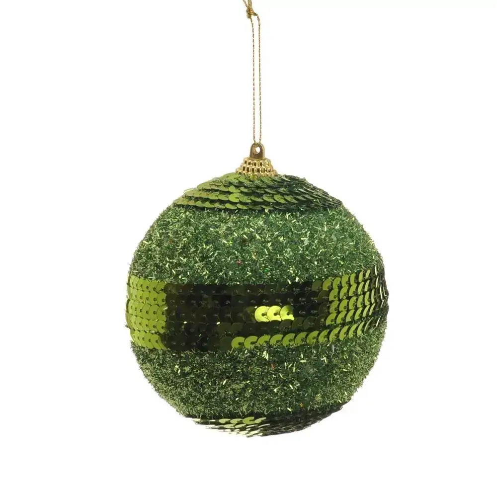 Bola Natal Cromus Verde Lantejoula 8cm C/6unidade