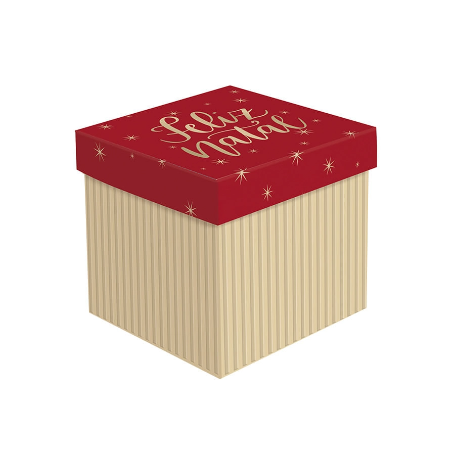 Cx Cubo C.relevo Feliz Natal G 17x17x17cm 13004320 Un Cromus