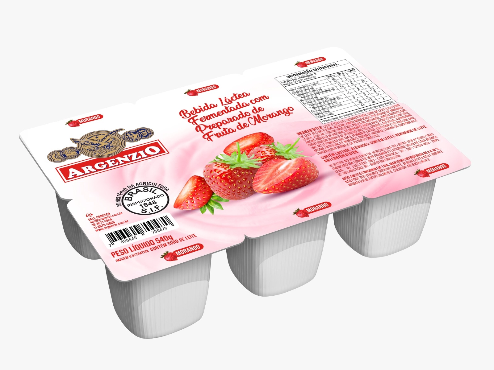 Beb. Lactea Argenzio 540gr Morango